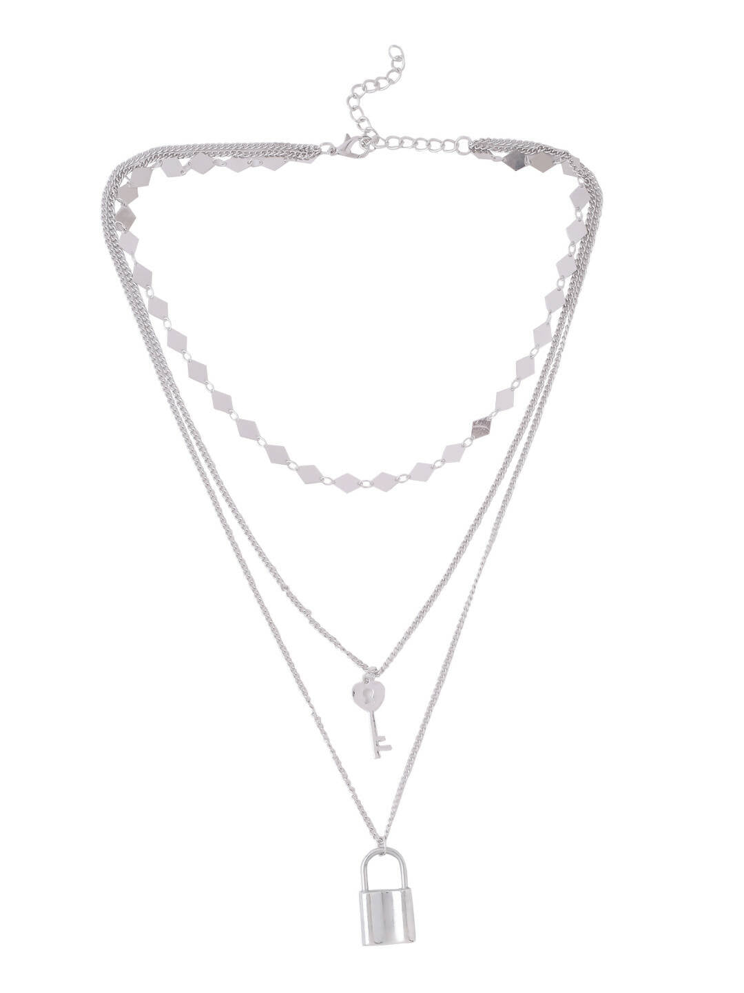 NVR Women's 3 Layered Silver-Plated Minimal Layered Necklace - Distacart