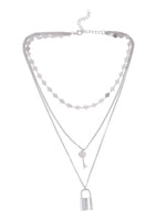 Thumbnail for NVR Women's 3 Layered Silver-Plated Minimal Layered Necklace - Distacart