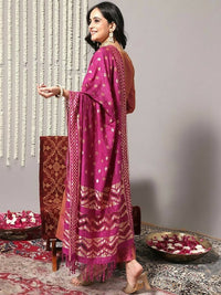 Thumbnail for Varanga Thread Work Woven Design Regular Kurta with Trousers & Dupatta - Distacart