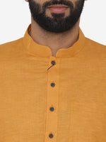 Thumbnail for Manyavar Men Orange Solid Straight Kurta - Distacart
