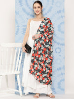 Thumbnail for InWeave Women's White Strappy Set With White Red Round Motif Dupatta - Distacart