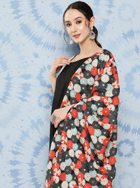 Thumbnail for InWeave Women's Black Strappy Set With White Red Round Motif Dupatta - Distacart