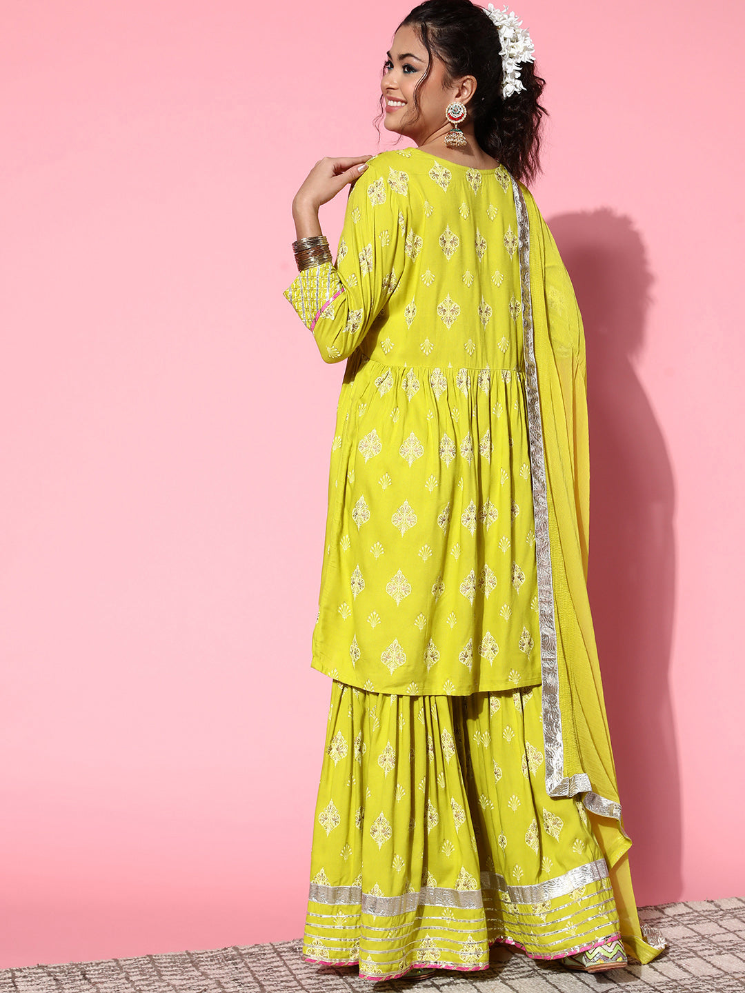 InWeave Women's Light Green Gota Work Kurta Sharara Set - Distacart