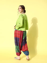 Thumbnail for InWeave Women's Green Top With Multi Clr Harem Set - Distacart