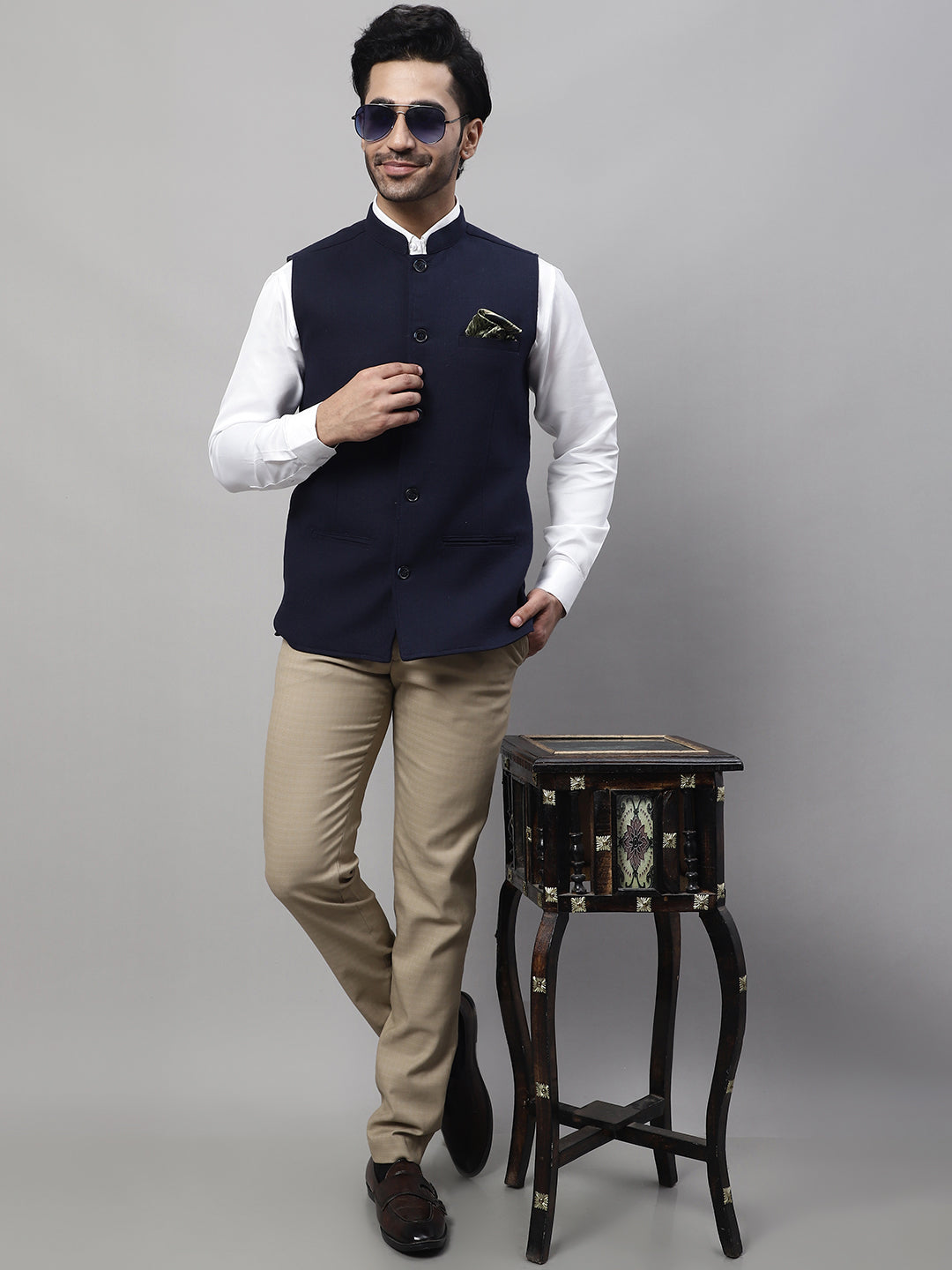 Even Apparels Men's Blue Pure Wool Nehru Jacket - Distacart