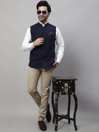 Thumbnail for Even Apparels Men's Blue Pure Wool Nehru Jacket - Distacart