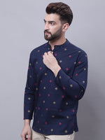 Thumbnail for Even Apparels Blue Pure Cotton Short Kurta With Band Collar - Distacart