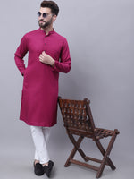 Thumbnail for Even Apparels Wine Pure Cotton Kurta With Band Collar - Distacart
