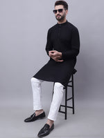 Thumbnail for Even Apparels Black Pure Cotton Kurta With Band Collar - Distacart