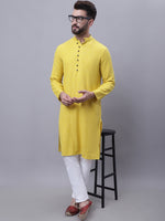 Thumbnail for Even Apparels Yellow Pure Cotton Kurta With Band Collar - Distacart