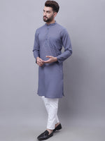 Thumbnail for Even Apparels Grey Pure Cotton Kurta With Band Collar - Distacart