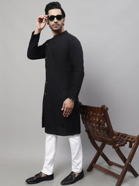 Thumbnail for Even Apparels Black Pure Cotton Kurta With Band Collar - Distacart