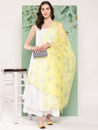 Thumbnail for InWeave Women's Strappy Set Cream With Yellow W Chintz Or Dupatta - Distacart