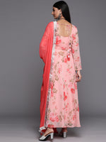 Thumbnail for Varanga Pink Anarkali Kurta Paired With Chiffon Dupatta - Distacart