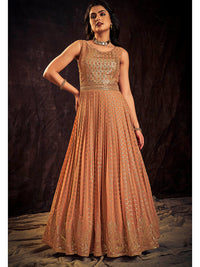 Thumbnail for Myra Apricoat Real Georgette Designer Gown Style Suit - Distacart