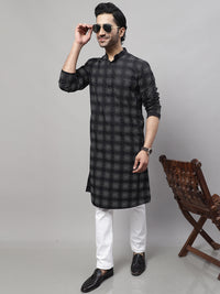Thumbnail for Even Apparels Black Pure Cotton Kurta With Band Collar - Distacart