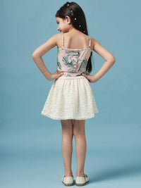 Thumbnail for Girls Printed Sleeveless Top With Skirt - Mini Marvels - Distacart