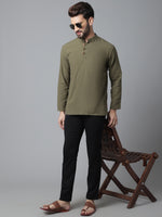 Thumbnail for Even Apparels Green Pure Cotton Kurta With Band Collar - Distacart