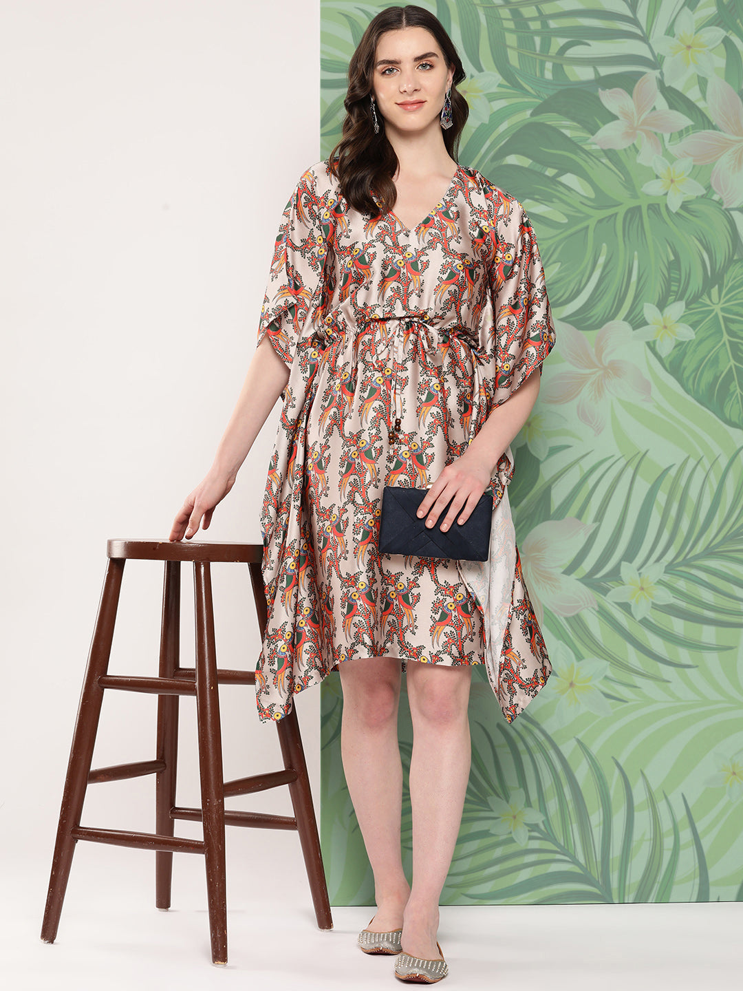 InWeave Women's Elegant Bird Print Kaftaan - Distacart