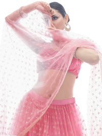 Thumbnail for Myra Baby Pink Art Silk Designer Lehenga - Distacart