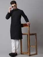 Thumbnail for Even Apparels Black Pure Cotton Kurta With Band Collar - Distacart
