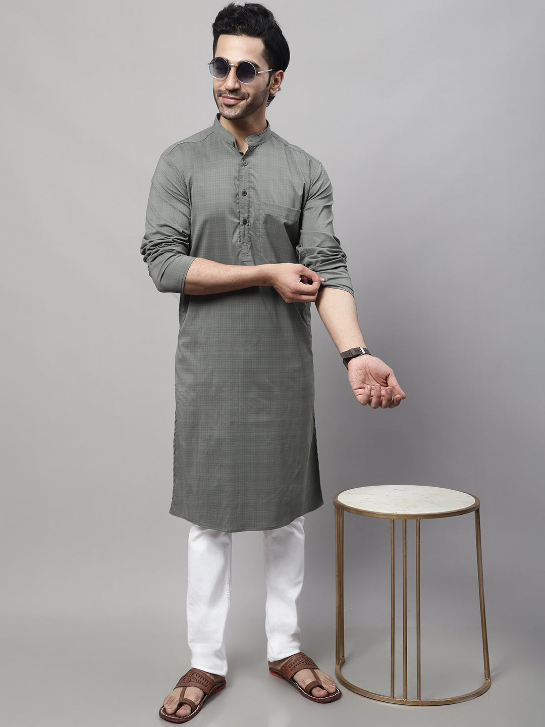 Even Apparels Multi Pure Cotton Kurta With Band Collar - Distacart
