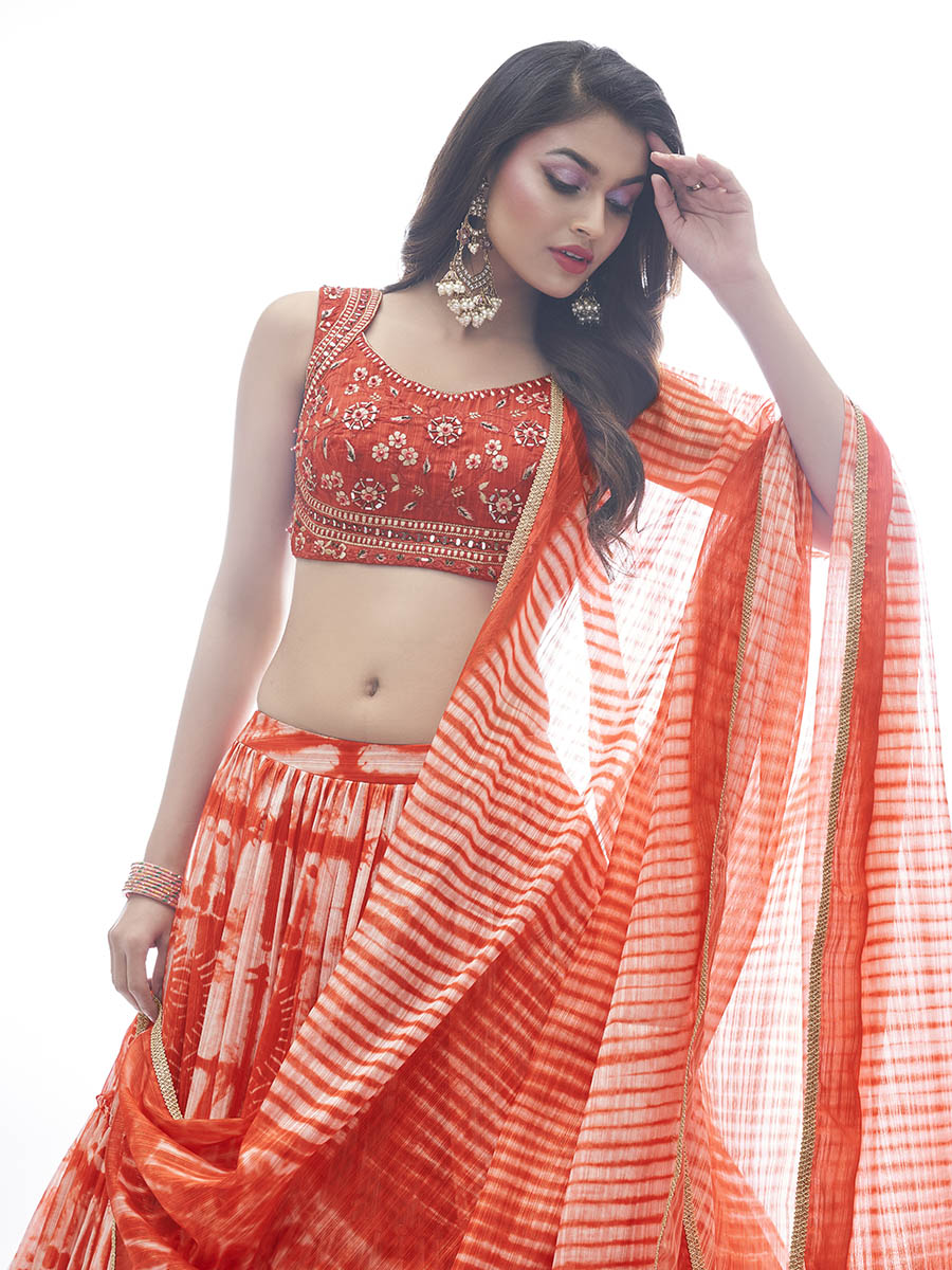Myra Red Jaquard Embroidered Designer Lehenga - Distacart