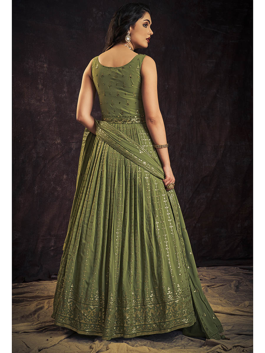 Myra Green Real Georgette Designer Gown Style Suit - Distacart