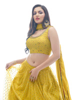 Thumbnail for Myra Mustard Art Silk Designer Lehenga - Distacart