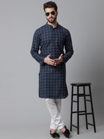Thumbnail for Even Apparels Blue Solid Kurta With Band Collar - Distacart