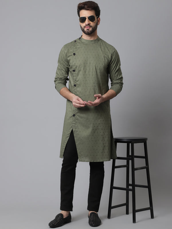 Even Apparels Green Sherwani Kurta With Asymetrical Cut - Distacart