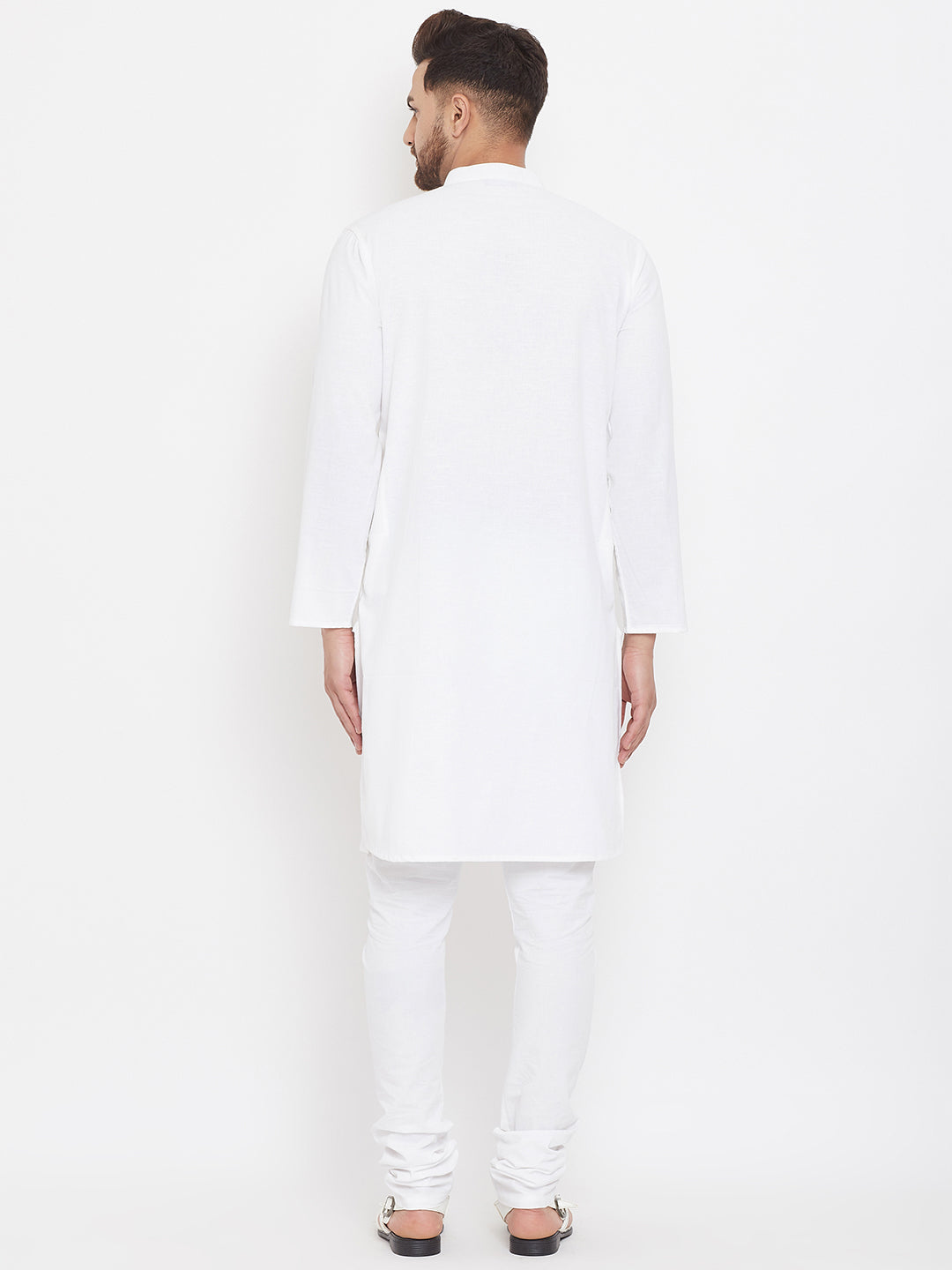 Even Apparels White Pure Cotton Kurta With Band Collar - Distacart
