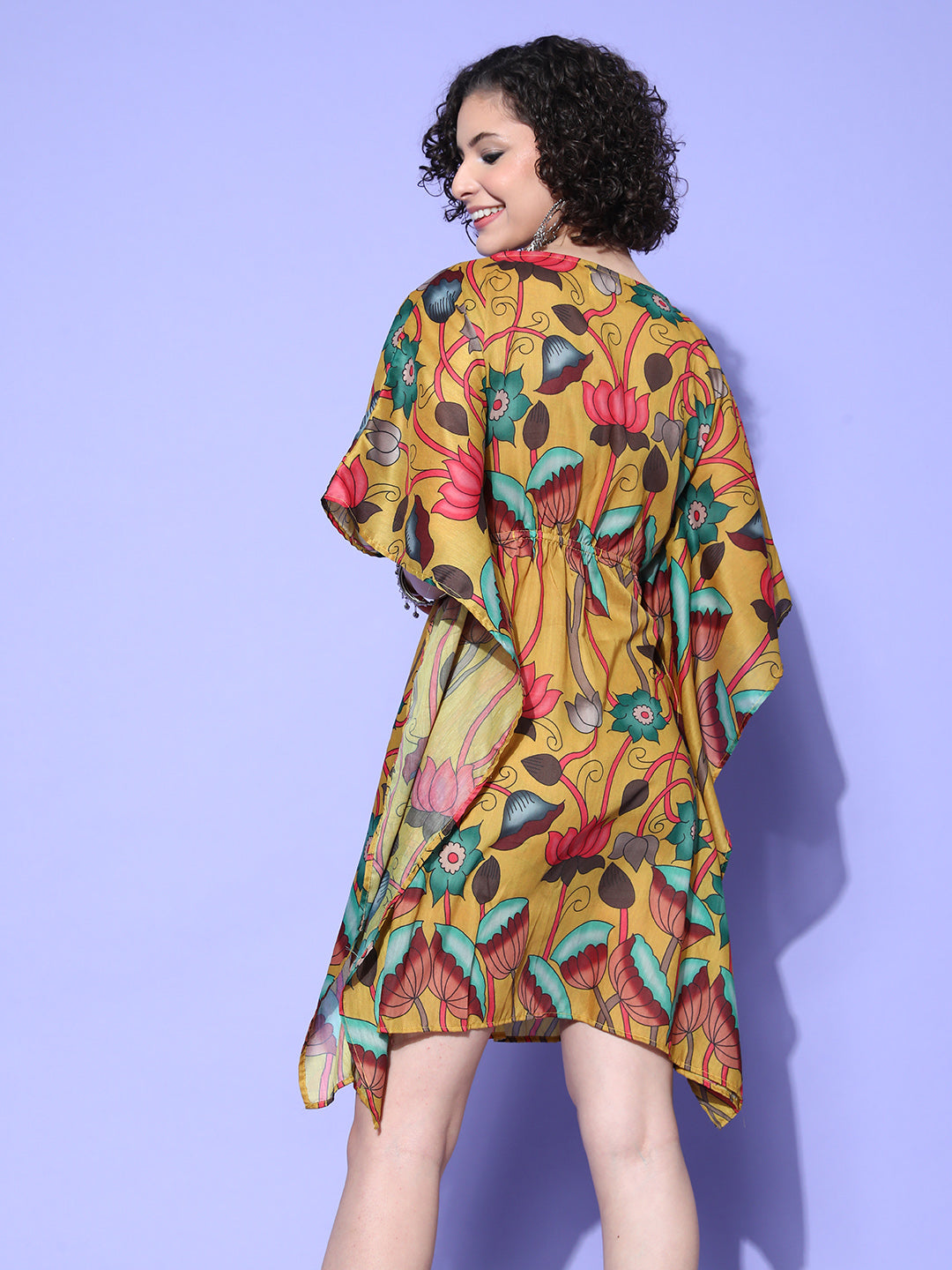 InWeave Women's Mustard Printed Kaftan Dress - Distacart