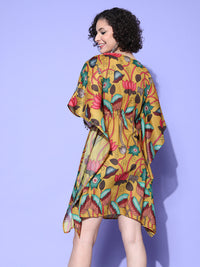 Thumbnail for InWeave Women's Mustard Printed Kaftan Dress - Distacart