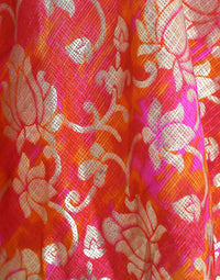 Thumbnail for Girls Orange Magenta Printed Ready To Wear Lehenga Blouse With Dupatta - Mini Marvels - Distacart