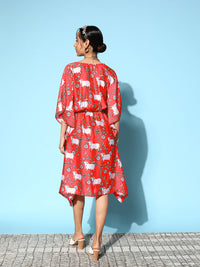 Thumbnail for InWeave Women's Bright Pink Indian Bull Print Kaftan - Distacart