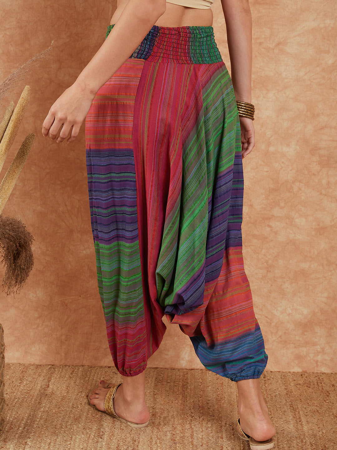 InWeave Women's Blue Multi Colour Harem Pant - Distacart