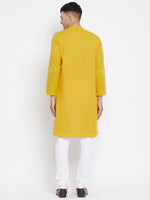 Thumbnail for Even Apparels Yellow Pure Cotton Kurta With Band Collar - Distacart