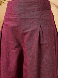 Thumbnail for InWeave Women's Pink Wine Handloom Palazzo - Distacart