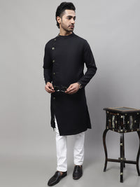 Thumbnail for Even Apparels Black Sherwani Kurta With Asymetrical Cut - Distacart