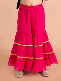 Thumbnail for Girls Floral Printed Panelled Kurti With Skirt With Dupatta - Mini Marvels - Distacart