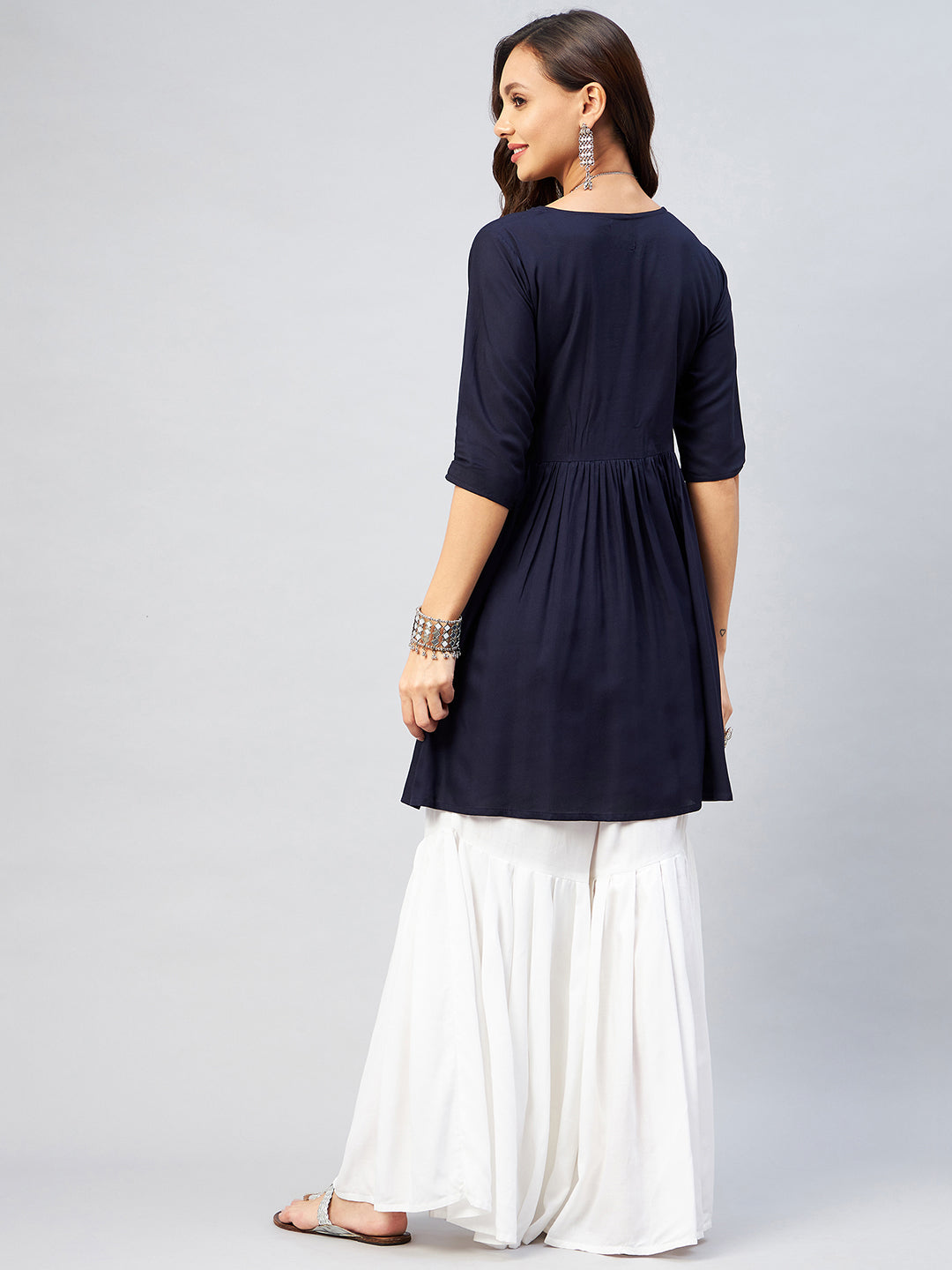 InWeave Women's Navy Blue Short Anarkali Kurta - Distacart