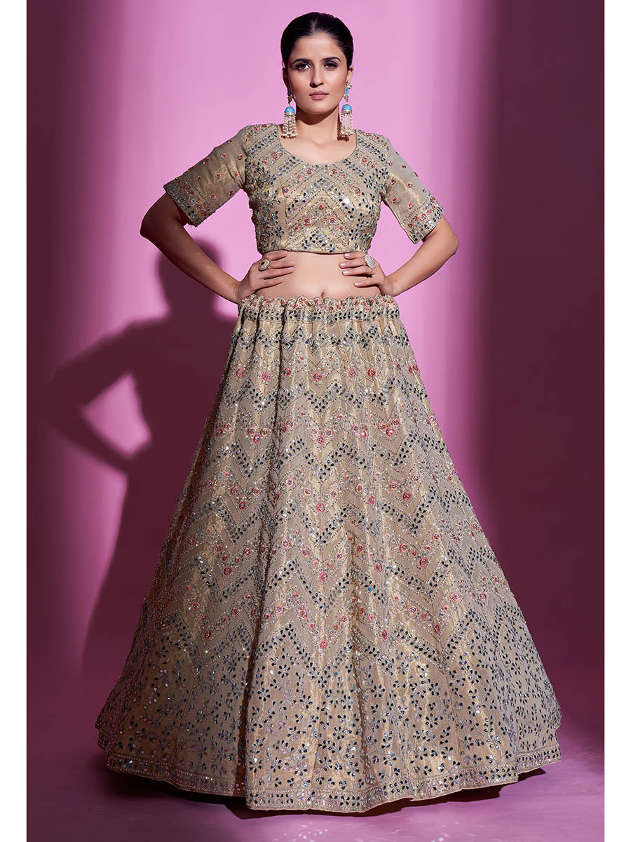 Myra Tan Gota Silk Embroidered Designer Lehenga Choli - Distacart