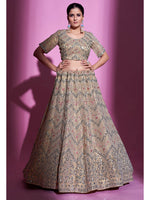 Thumbnail for Myra Tan Gota Silk Embroidered Designer Lehenga Choli - Distacart