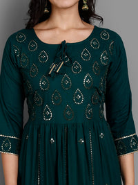 Thumbnail for NOZ2TOZ Women's Green Rayon Kurta Pant And Dupatta Set - Distacart