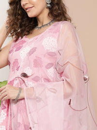 Thumbnail for InWeave Women's Pink Printed Chintz Tiered Sharara Set With Dupatta - Distacart