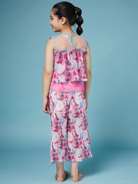 Thumbnail for Girls Printed Sleeveless Top With Palazzos - Mini Marvels - Distacart