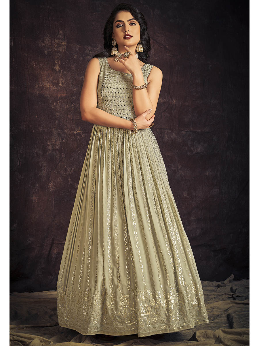 Myra Pista Real Georgette Designer Gown Style Suit - Distacart