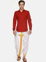 Thumbnail for Sethukrishna Men White Solid Readymade Dhoti Pants - Distacart