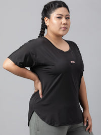 Thumbnail for MKH Plus Size Drop Shoulder Sleeves Dri FIT Relaxed Fit Sports T-shirt - Distacart